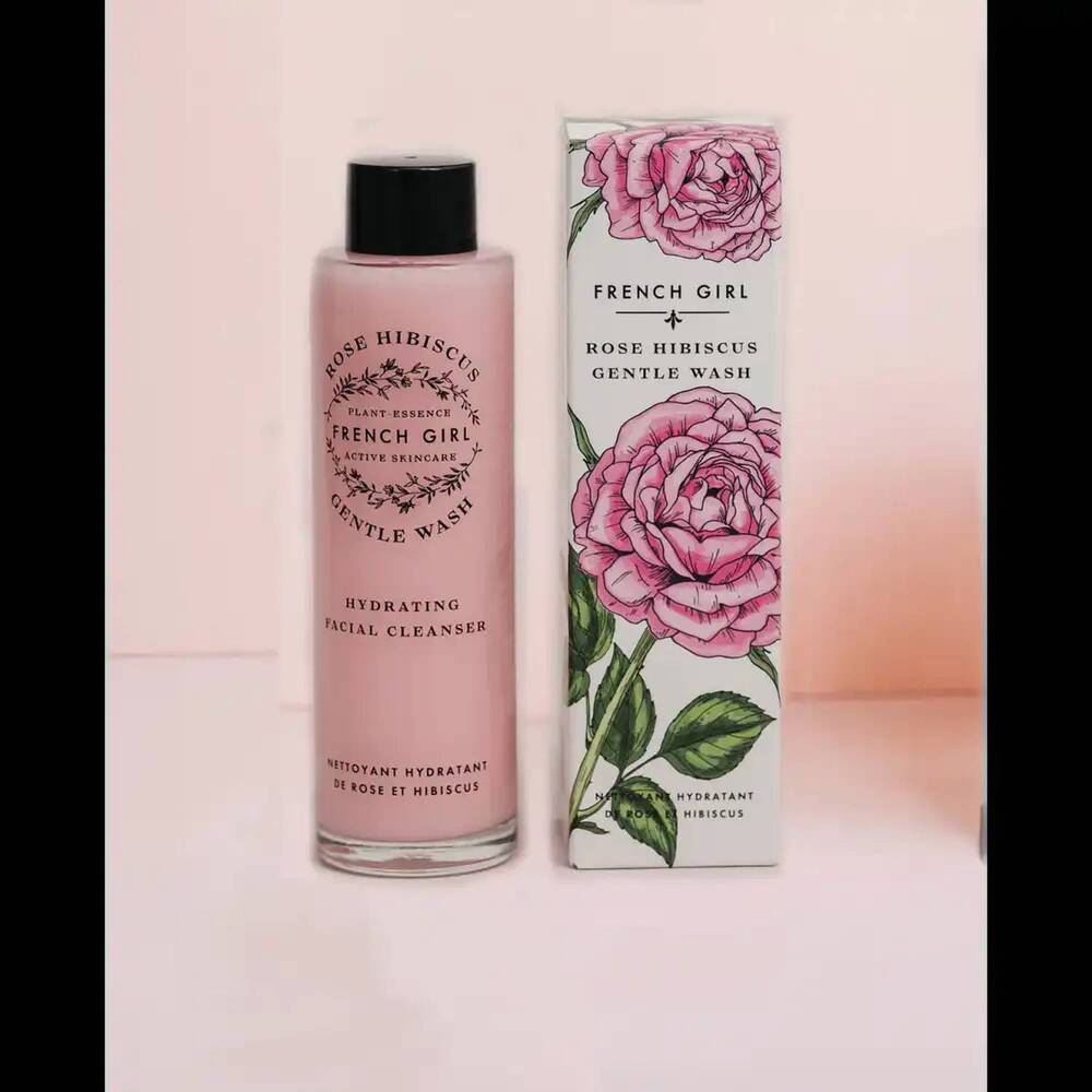NEW FRENCH GIRL organic rose hibiscus gentle facial wash in pink